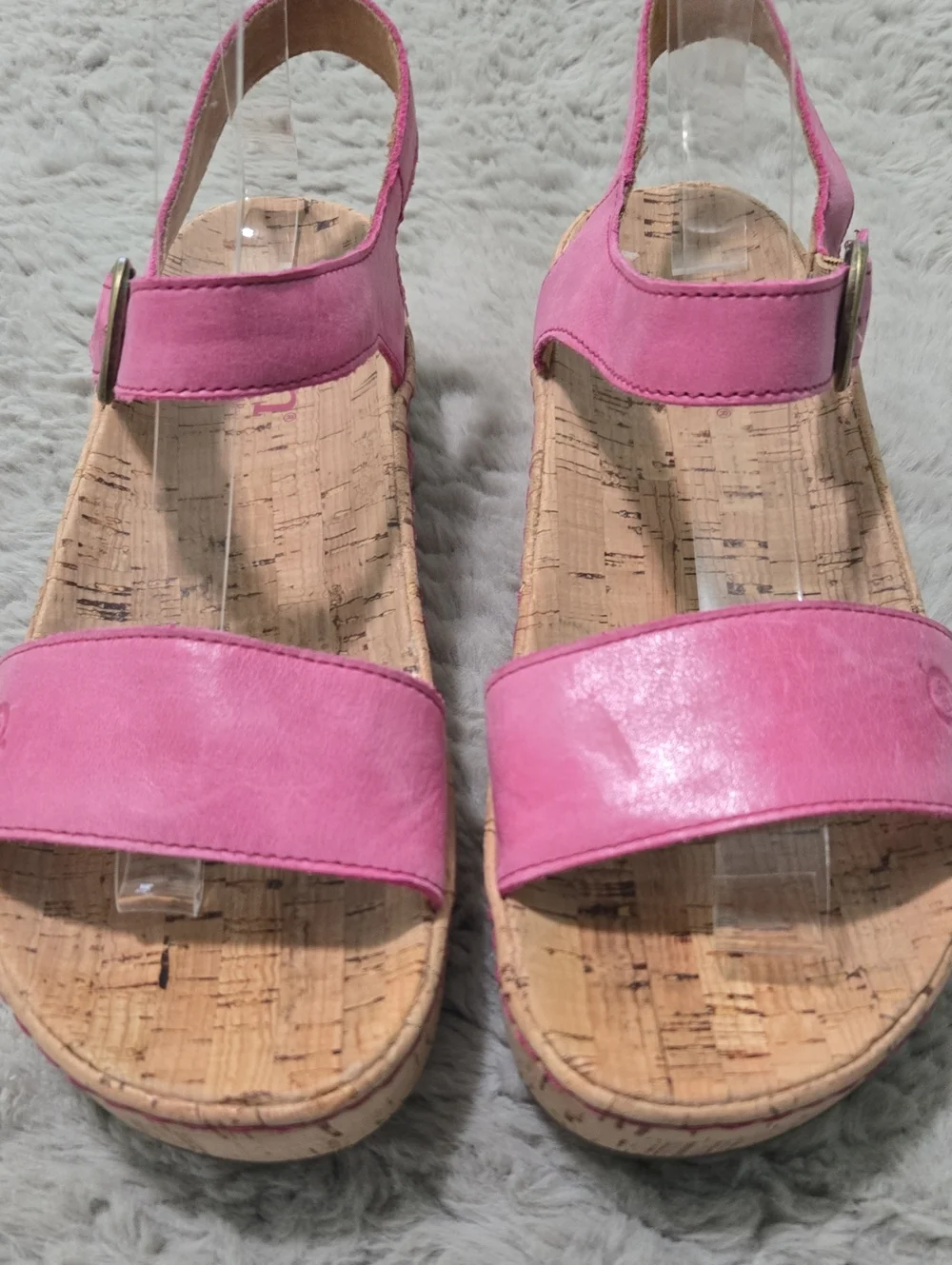 Born Sari bubblegum pink colorway cork platform sandals adjustable strap size 9